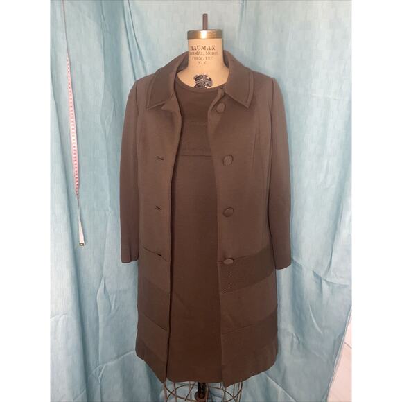 VTG MOD CAPRIEL Made in Belgium 100% WOOL DRESS With Matching Long Jacket - Picture 1 of 16